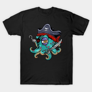 Eight-Armed Adventurer: Pirate Octopus Squid Design T-Shirt